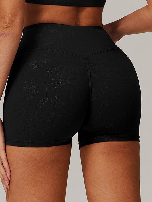 BUYCO Female High-rise Modern Stamping Print Quick Dry Ruched Back Fit Shorts