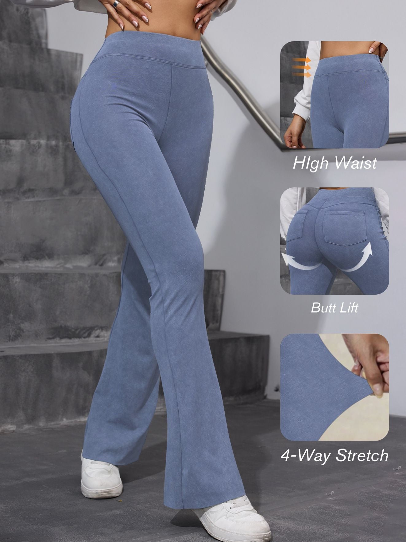 BUYCO Female Hip-lift Denim Elastic Tight Flare Leggings