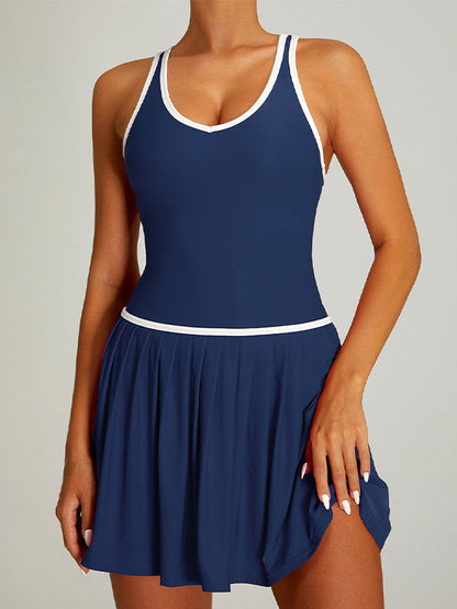 BUYCO Female Contrast Color 2 in 1 Quick-dry Dress