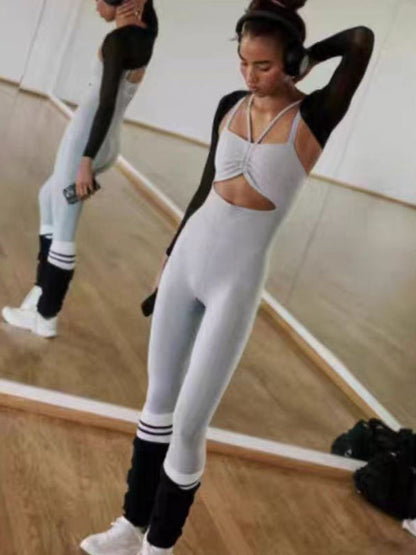 BUYCO Female Fitted Hollow Out Drawstring Elastic Tight Jumpsuit