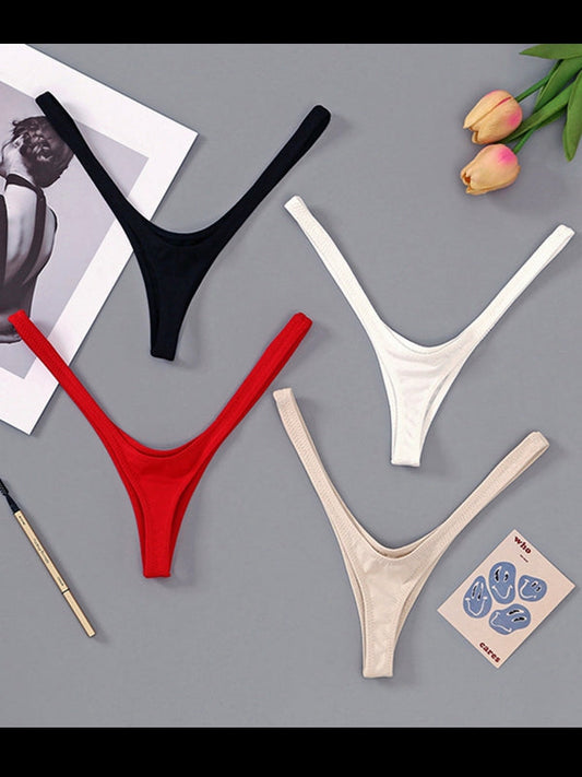 BUYCO Femal Fitted Solid Color T-Back Panties