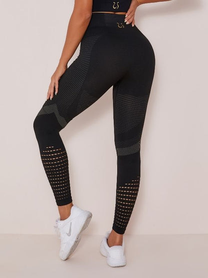 BUYCO Female Breathable Mesh High Waist Hollow Out High Impact Sportswear