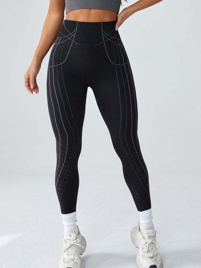 BUYCO Female Contrast Color Stripes Elastic Tight Leggings