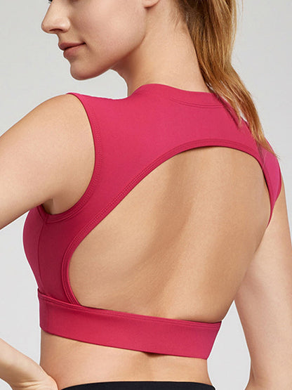 BUYCO Female Fitted Solid Color Backless with Pads Cropped Tank