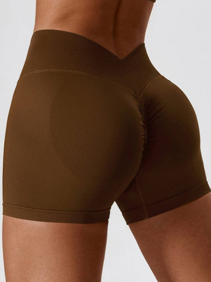 BUYCO Female Quick-dry V-shaped Waist Ruched Back Spandex Gym Fit Shorts