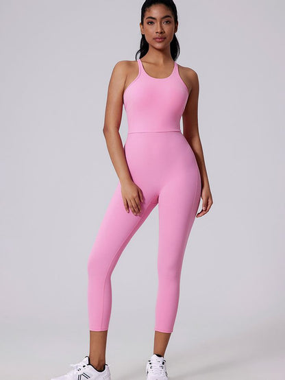 BUYCO Female V-shaped Cross Back U Collar Backless Hip-lift Jumpsuit