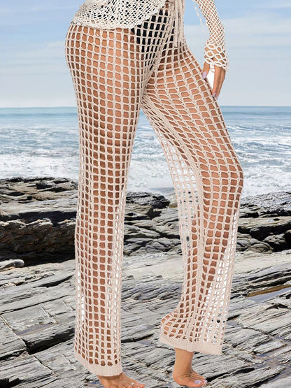 BUYCO Female Fishnet Hollow Out Beach Pants Swimwear Cover-up Without Bikini Set