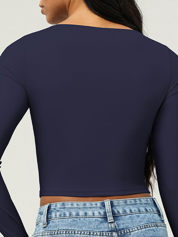 BUYCO Female Square Collar with Chest Pads Thumbholes Long Sleeves