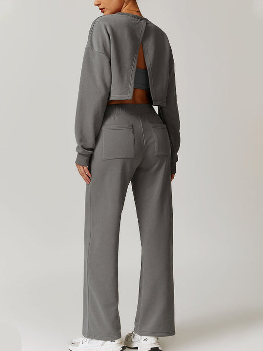 BUYCO Female Split Backless High-waisted Casual Loose Tracksuit