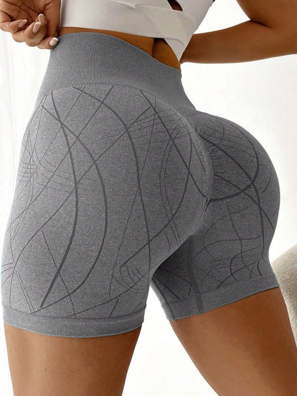BUYCO Female Quick Dry Natural Texture Print Ruched Back Fit Shorts