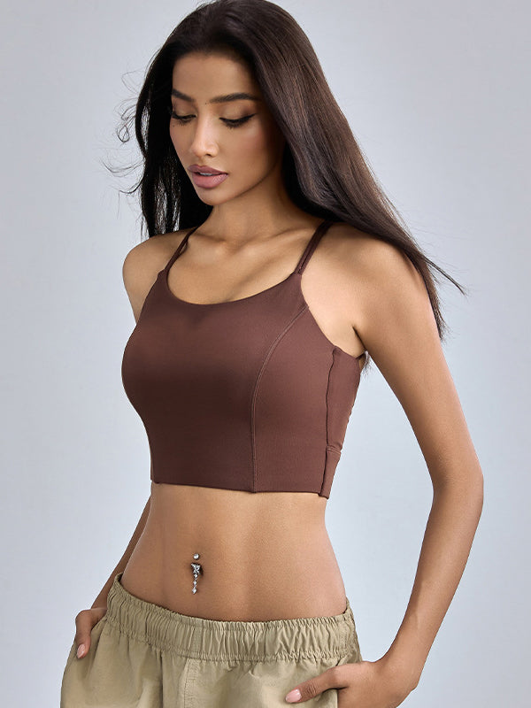 BUYCO Female Solid Color Cross Back Quick Dry Sports Bras