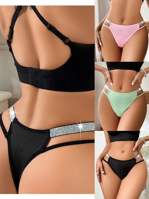 BUYCO Female Silver ribbon Hollow Out Panties