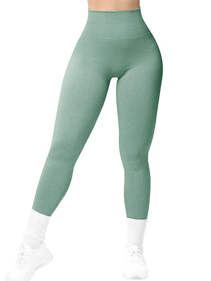 BUYCO Female Seamless Ribbed Solid Color Quick-dry Leggings