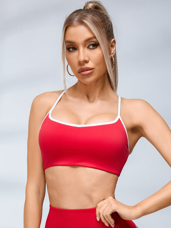 BUYCO Female Contrast Color Cross Back Sports Bras