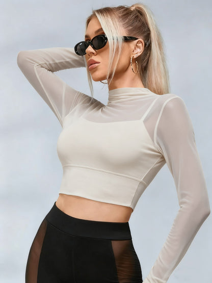 BUYCO Female Fitted Sheer Mesh Long Sleeves