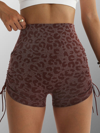 BUYCO Female Leopard Print Drawstring Quick Dry Shorts
