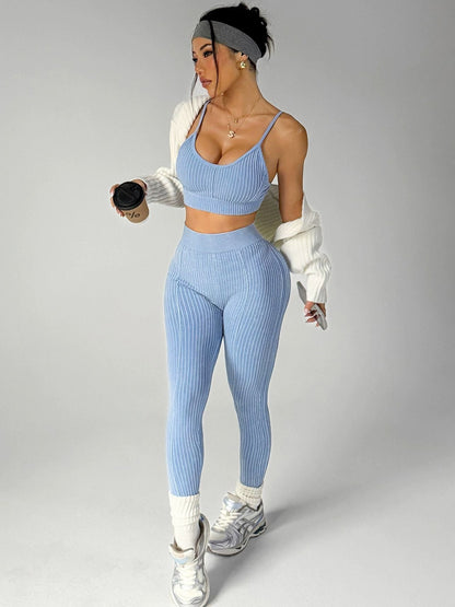 BUYCO Female V-shaped Waist Ribbed Push Up Design Ruched Back Hip-lift Tracksuit