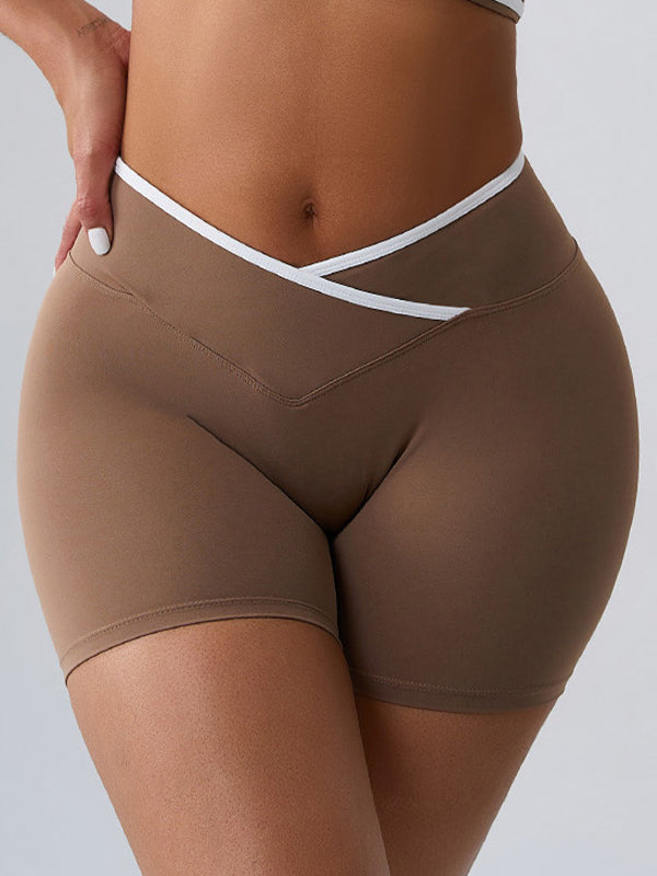 BUYCO Female Push Up Design V-shaped Waist Contrast Color Shorts
