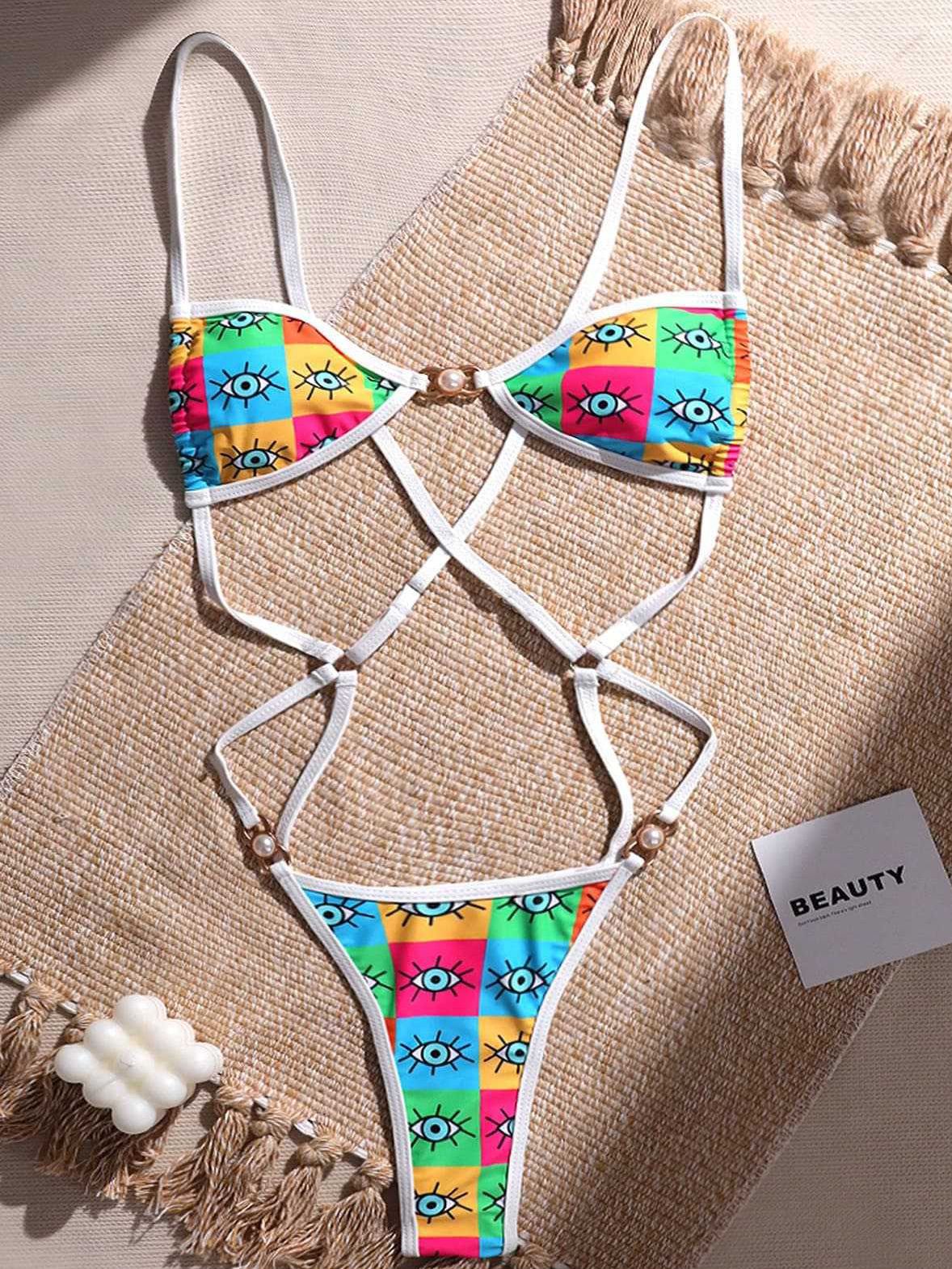 BUYCO Female Print Contrast Color One Piece