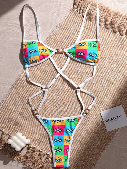 BUYCO Female Print Contrast Color One Piece