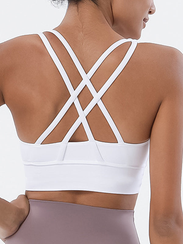 BUYCO Female U Collar Cross Back Quick Dry Seamless Sports Bras