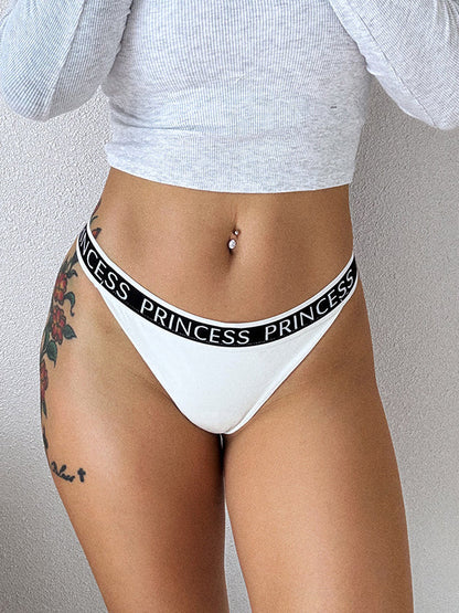 BUYCO Female Fitted Letter Print T-back Panties