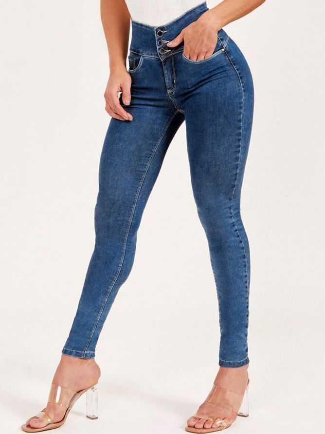 BUYCO Female Denim Elastic Tight Pocket Cargo Leggings