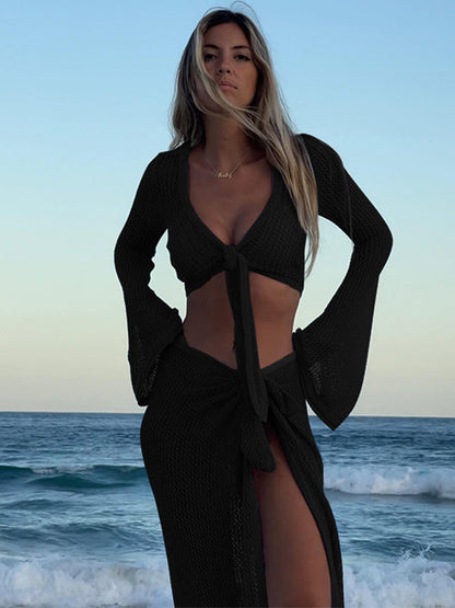 BUYCO Female Fitted Fishnet 2-Pieces Without Bikini Set Swimwear Cover-up Dress