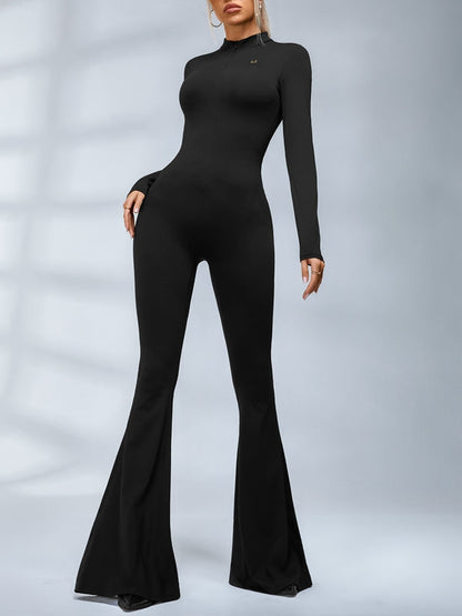 BUYCO Female Trendy Zipper Flare Body-fit Jumpsuit