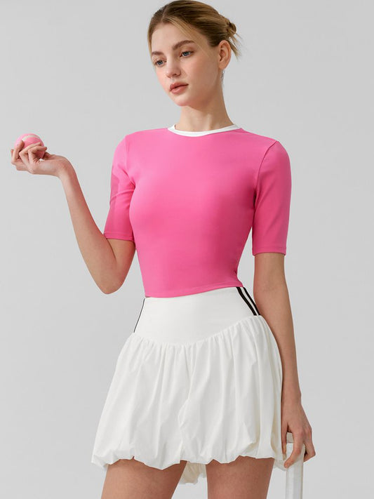 BUYCO Female Stripe Fluffy Tennis Skirts Suit