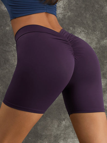 BUYCO Female Deep V-Back Ruched Back Spandex Gym Fit Shorts