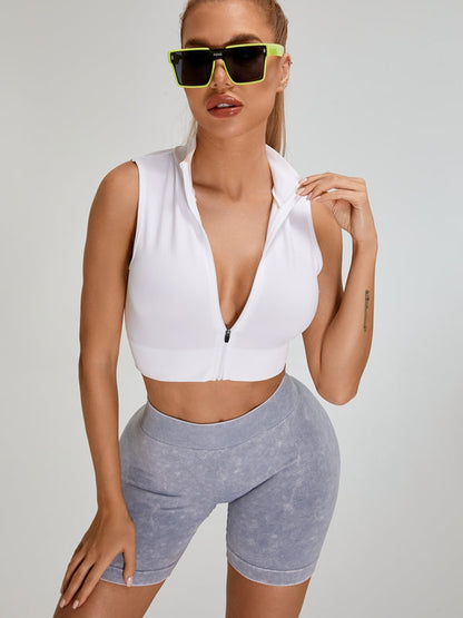 BUYCO Female Deep V Back Faux Denim Ruched Back Spandex Gym Fit Shorts