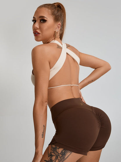 BUYCO Female Ruched Back High-rise Spandex Gym Fit Shorts
