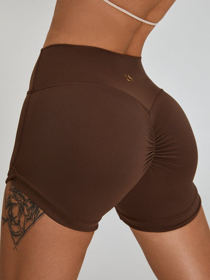 BUYCO Female Ruched Back High-rise Spandex Gym Fit Shorts