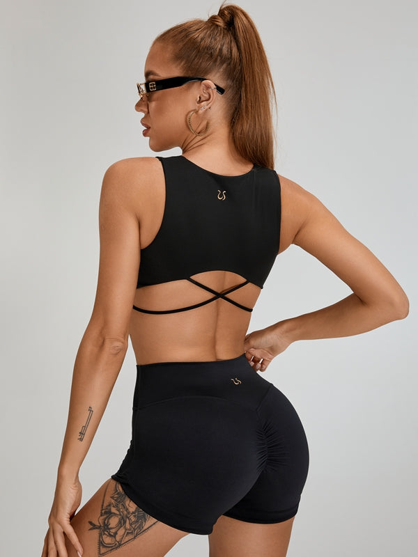 BUYCO Female Cross Back Zipper Sports Tank