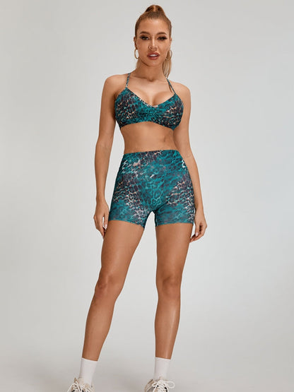 BUYCO Female Leopard Print Cross Back Sports Bras