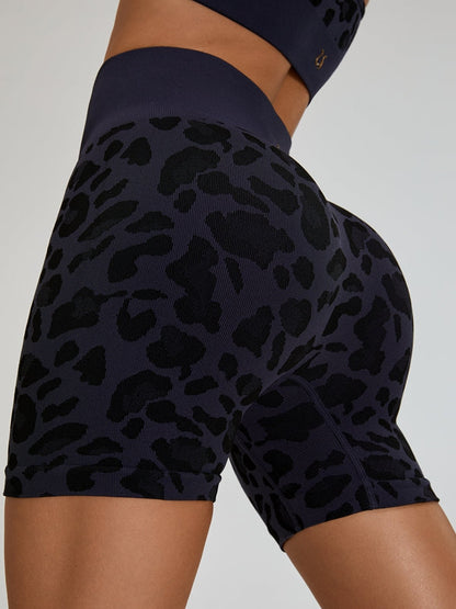 BUYCO Female Leopard Print Big U Collar Short Tracksuits