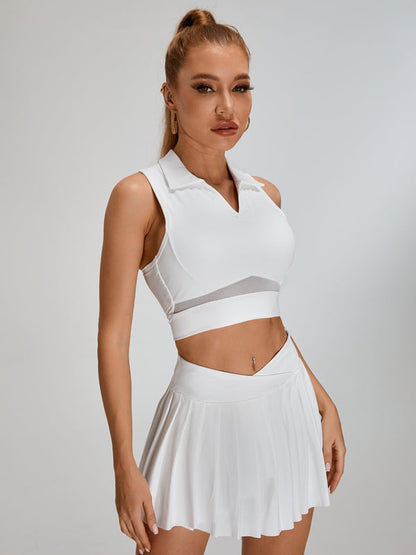 BUYCO Female Pleated 2 In 1 Mesh Tennis Skirts Suits