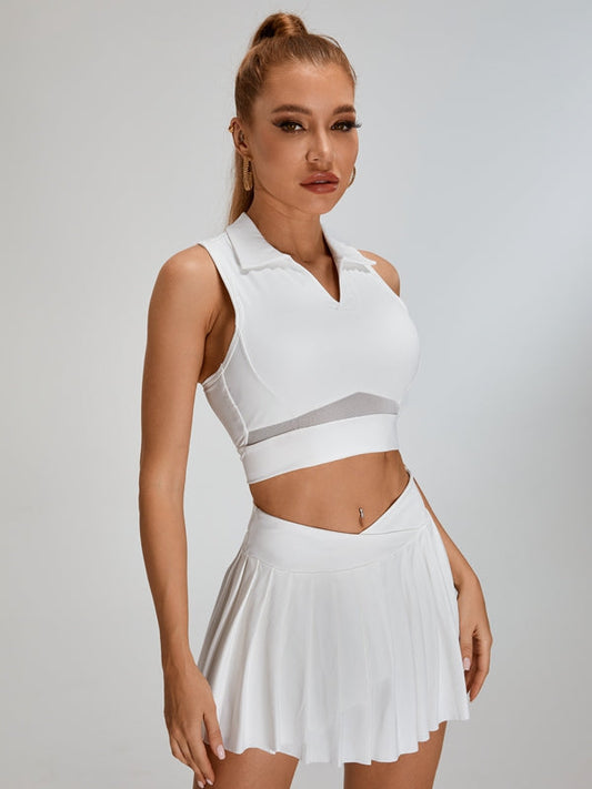 BUYCO Female Pleated 2 In 1 Mesh Tennis Skirts Suits