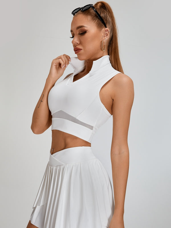 BUYCO Female Pleated 2 In 1 Mesh Tennis Skirts Suits