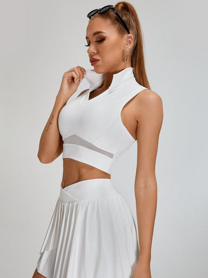 BUYCO Female Pleated 2 In 1 Mesh Tennis Skirts Suits