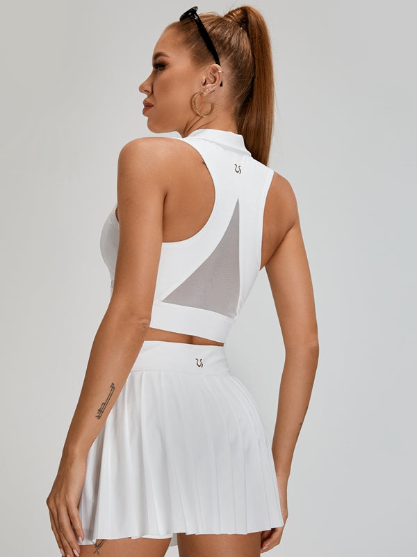 BUYCO Female Pleated 2 In 1 Mesh Tennis Skirts Suits