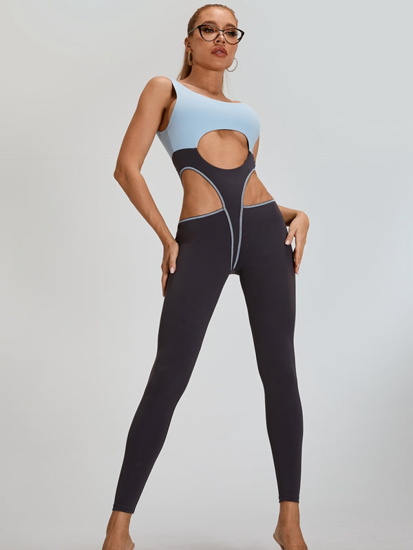 BUYCO Female Fitted Contrast Color Unique Cutout Jumpsuit