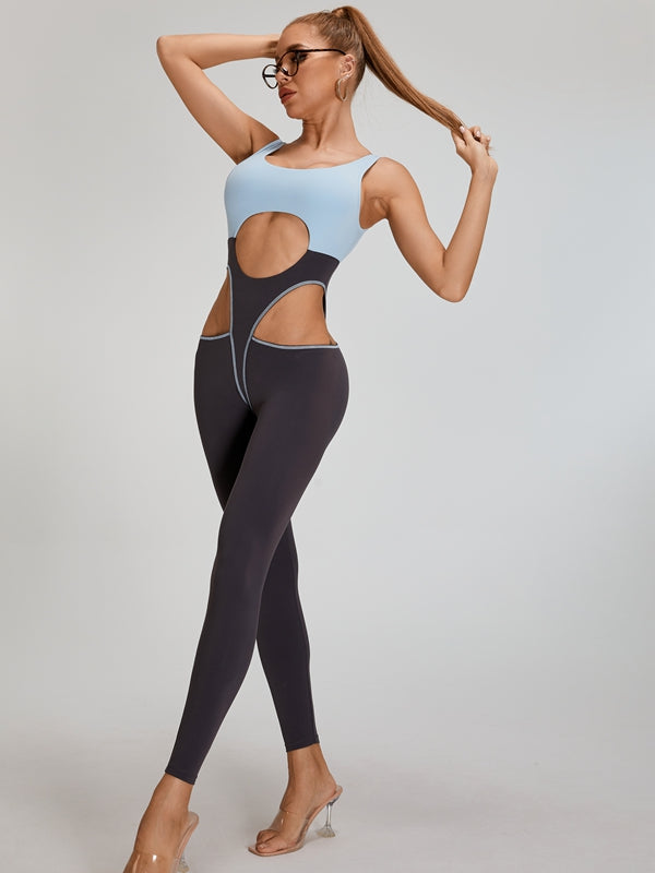 BUYCO Female Fitted Contrast Color Unique Cutout Jumpsuit