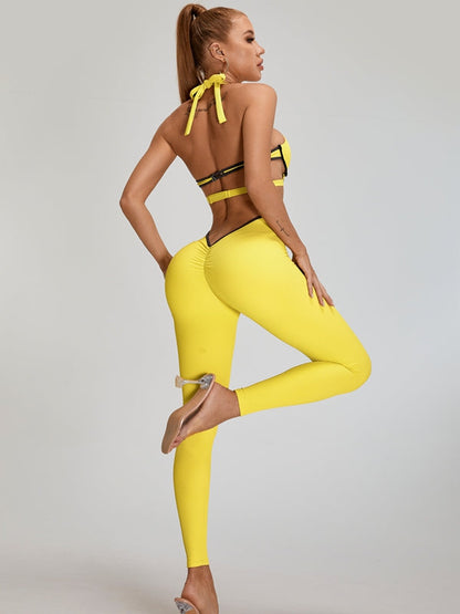 BUYCO Female Fitted Contrast Color Stripe Hollow Out Jumpsuit