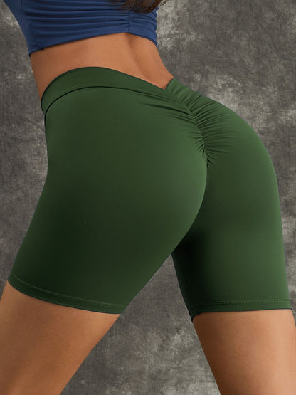 BUYCO Female Deep V-Back Ruched Back Spandex Gym Fit Shorts