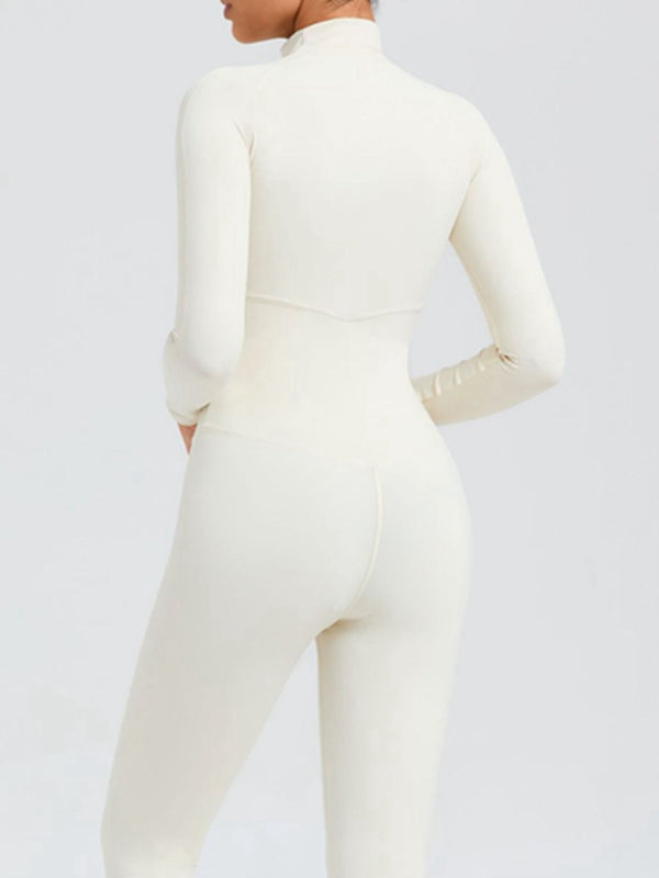 BUYCO Female Zipper Stand Collar Long-Sleeved Jumpsuit