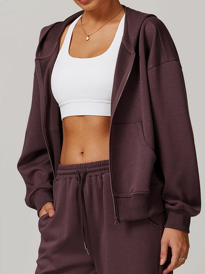 BUYCO Female Pocket Zipper Casual Hoodie