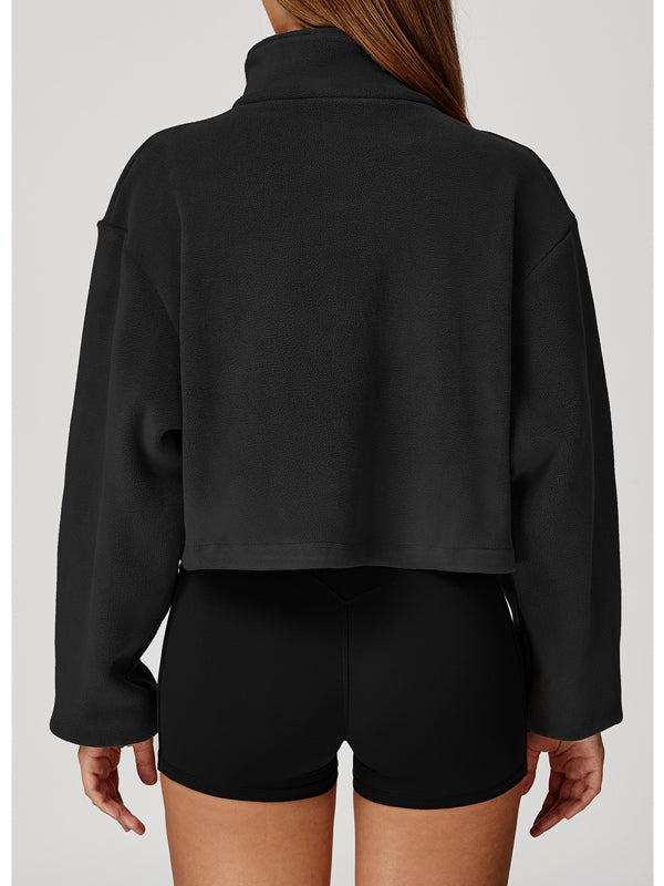 BUYCO Female Fleece Pocket Cropped Jacket