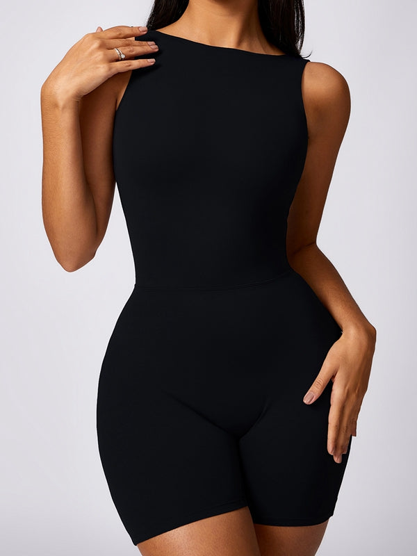 BUYCO Female Hollow Out U Back High-Support Ruched Back Romper